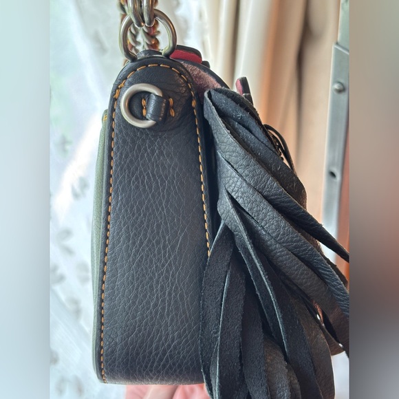 RARE Coach 1941 Dinky with Wild Tea Rose Fringe in Black and Pink, EUC - Picture 15 of 15